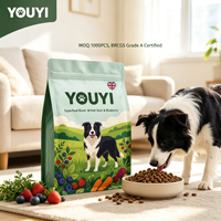 Sac à fond plat à 8 côtés de qualité alimentaire avec fermeture éclair, résistant à l'humidité, en plastique, pour l'emballage d'aliments pour animaux de compagnie (chiens et chats)