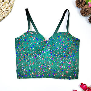 Elegante camisola de espina de pescado con cuentas bordadas de lentejuelas, ropa exterior para mujer, <span class=keywords><strong>faja</strong></span> de cintura corta ajustada sin tirantes con anillo de acero - Product Image 6