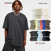 Ensemble t-shirt et short délavés vintage en coton surdimensionné de haute qualité en gros