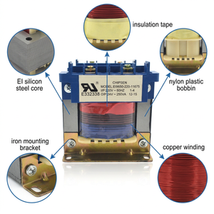 Transformador de Potencia Monofásico Tipo Seco, Reductor de Voltaje de 380V a 220V, Transformador de Control de Baja Frecuencia <span class=keywords><strong>EI</strong></span> para Distribución en Fábricas - Product Image 2