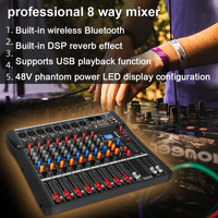 HKR DX8 Contrôleur DJ professionnel 8 canaux, mixeur audio avec interface MP3 en direct pour les performances de karaoké