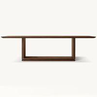 Meubles de villa intérieurs classiques de luxe, tables à manger rectangulaires ouvertes en bois de chêne massif naturel