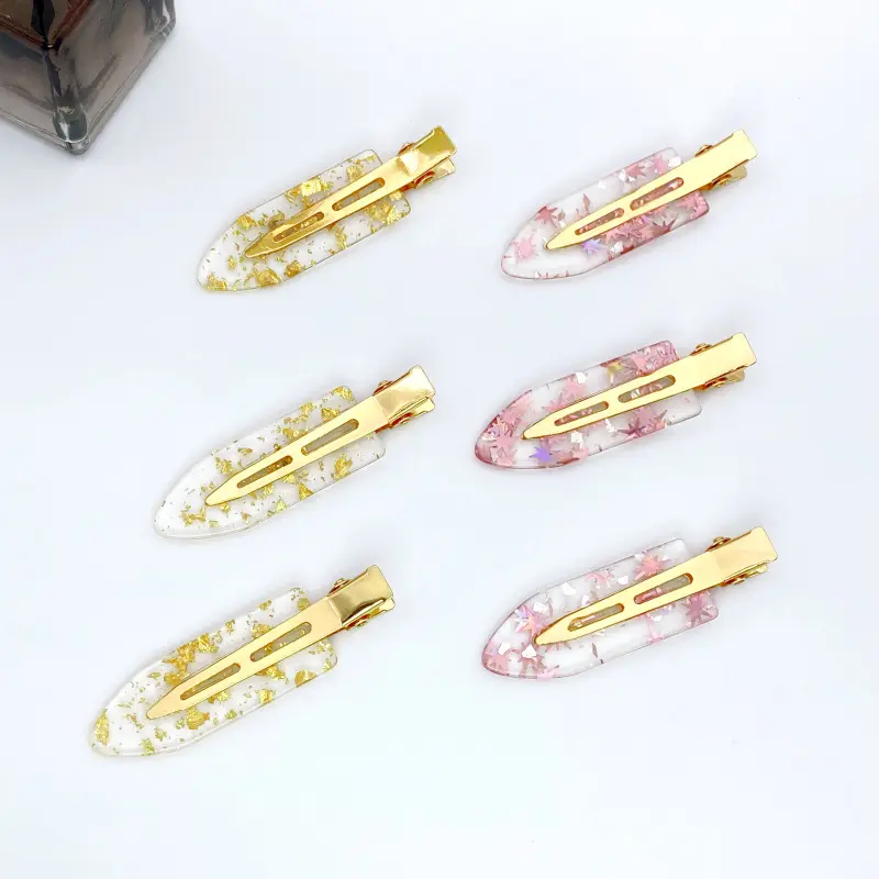 New Style Disc Hair Gold Foil Invisible Hairpins Acetate No Crease Hair Side Clips