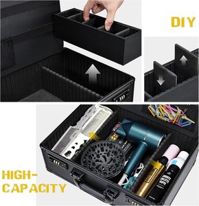 Xách Tay Nhôm Cắt Tóc Trường Hợp Gương Mã Khóa Làm Tóc Hộp Công Cụ Tổ Chức Tàu Du Lịch Trường Hợp Với Salon Vali Cho Thợ Cắt Tóc - Product Image 4