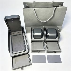 Luxury Gray Octagonal Jewelry <b>Box</b> Set With Led Light Drawer Storage For Necklace <b>Ring</b> Jewelry Packaging Gift Bag Included - Product Image 1