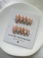 Vente en gros de faux ongles à presser de haute qualité, peints à la main, en gel acrylique, magnifiques, luxueux et personnalisés, forme ballerine et cercueil