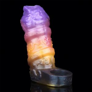 Penis Sleeve Fantasy Female Vaginal Contours Cock Sleeve Soft Platinum Silicone Penis Extension Sleeve Sex Toys for Man - Product Image 1
