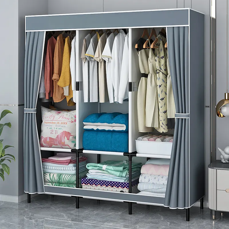 Bán buôn hiện đại đơn giản đồ nội thất phòng ngủ không dệt vải đứng tủ quần áo với hệ thống lưu trữ với cửa