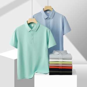 Chemise décontractée pour homme de haute qualité, en tricot uni, à manches courtes, pour le travail, pour le golf, à col boutonné, à séchage rapide - Product Image 1