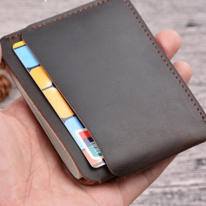 Boshiho Retro Men Credit Id Coin Leather Front Pocket Black Slim Customise Crazy Horse Leather Business <b>Wallet</b> Card <b>Holder</b> - Product Image 4
