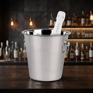 Luxury Quality Durable Stainless Steel Metal Wine <b>Cooler</b> Polished Ice Bucket 5L Capacity Classic Floral Design Bar Hotel Use - Product Image 3