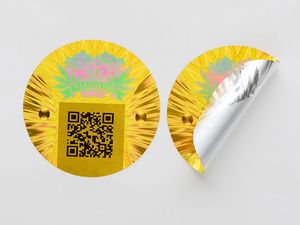 Rouleau d'autocollants en vinyle ronds personnalisés et imperméables – Étiquettes pour produits alimentaires avec impression de logo en feuille d'or et code QR - Product Image 1
