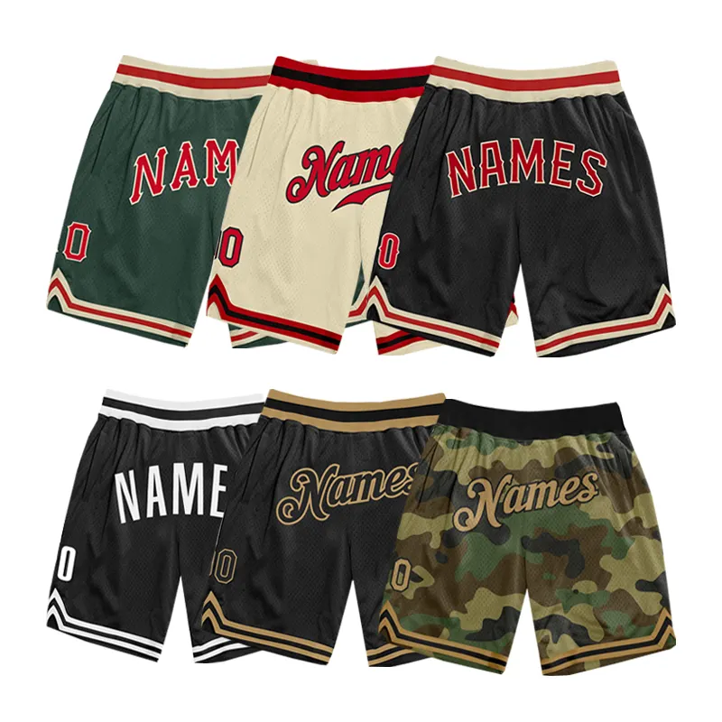 Vintage Streetwear Shorts Men Custom Tackle Printing Retro Womens Plain Double Mesh Basketball Shorts