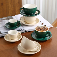 Ensemble de tasses et soucoupes à café et thé en céramique mat 300ml 220ml 75ml, style européen, pour latte, compétition d'espresso, café, design luxe léger