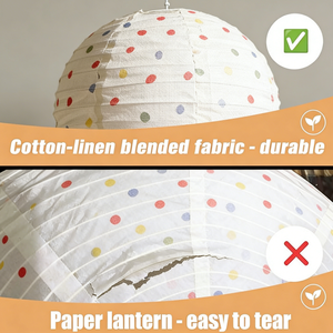 Lanterne suspendue ronde minimaliste en mélange de coton, lampe suspendue décorative pliable pour chambre à coucher et salon (20 pouces) - Product Image 2