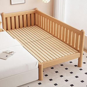 Nouveau design de berceau convertible pour bébé, lit à épissure extra large en hêtre, lit pour enfants, lit plat pour adultes - Product Image 6