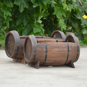 <span class=keywords><strong>Tonneau</strong></span> en <span class=keywords><strong>bois</strong></span> anticorrosion abreuvoirs à fleurs barils de bière en <span class=keywords><strong>bois</strong></span> carbonisé supports de fleurs de balcon pots extérieurs pour fleurs de jardin - Product Image 5