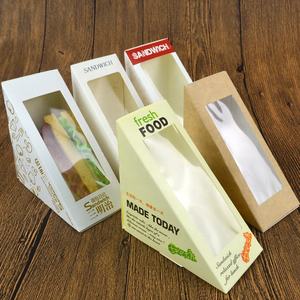 Sandwich verticale da asporto da forno a triangolo con finestra trasparente Bento Food Paper Box Packaging - Product Image 3