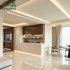 Credenza Buffet Personalizzata Stile Crema con Luce LED Dimmerabile, Grande Capacità, Design a Doppio Stoccaggio Verticale e Orizzontale, Arredamento per la Casa - Product Image 2