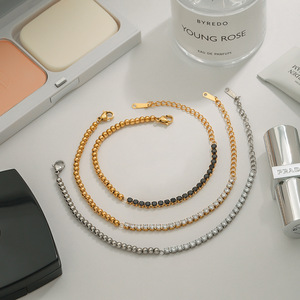 Tennis <b>Bracelet</b> 18K Gold Plated White Zircon Bead Chain Jewelry for Women - Product Image 2