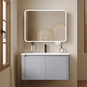 <span class=keywords><strong>Meuble</strong></span> de salle de bain épaissi et peu encombrant, couleur crème, lavabo à coins arrondis, <span class=keywords><strong>meuble</strong></span> simple pour lavage du visage et des mains - Product Image 4