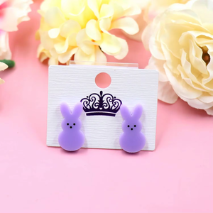 Orecchini a Perno in Vendita per Donne, Coniglietto Pasquale, Gioielli Trendy in Acrilico e Acciaio al Titanio - Product Image 1