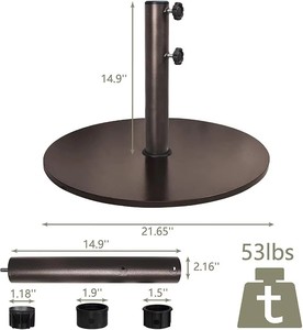Base Redonda de Hierro para Sombrilla de Exterior para Hotel, Resistente, con Capacidad de hasta 50 Libras, Diseño Contemporáneo para Patio y Parque - Product Image 5