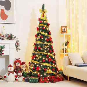 Árbol de Navidad Preiluminado de 4 pies de Altura, Material de PVC de Alta Calidad, Adorno Artificial Plegable, Decoración Navideña con Luces - Product Image 3