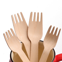 Fourchette jetable en bois de bouleau naturel, biodégradable, de luxe, personnalisable, écologique, vaisselle alimentaire sécurisée pour desserts, fruits et salades