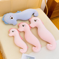 Coussin en peluche Hippocampe incurvé, long coussin de sommeil, poupée animal marin pour commandes en gros et assortiments de cadeaux