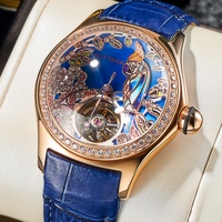 RGA7105 — montre en cuir pour femmes, fonction mécanique, cadran Rose, bracelet en cuir, à la mode, en or Rose