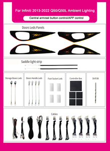 Lumière ambiante de voiture à 64 couleurs contrôlée par application SJC pour Infiniti Q50/Q50L 2013-2022, éclairage LED dynamique, accessoires intérieurs de voiture, mise à niveau - Product Image 5