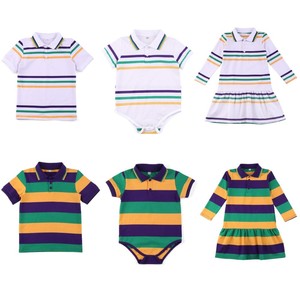 Vente en gros de vêtements pour mardi gras <span class=keywords><strong>Polo</strong></span> de rugby unisexe en coton, à rayures vertes et dorées - Product Image 2