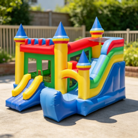 Château gonflable commercial d'extérieur en gros avec double toboggan en bâche PVC pour événements et entreprises