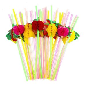 Pailles à boire en plastique motif ananas, pailles de fête tropicales pour décorations de boissons de mariage hawaïen ou de luau - Product Image 3