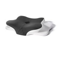 Oreiller papillon en mousse à mémoire de forme avec boutons de massage SPA, support ergonomique double hauteur pour le cou, idéal pour les dormeurs latéraux, ailes de protection des oreilles OEM/ODM