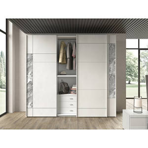 Armadio ATHENA 270x65x247 cm con finitura spatolata e serigrafia effetto marmo - Product Image 1