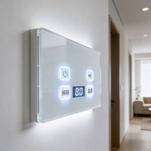 White Glossy Acrylic Panels with Embossed Tactile Buttons, Modern Interface Panel for Wall Mounted Home Thermostat - Product Image 2