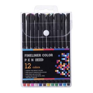 Set Pena Warna Fine Liner untuk Siswa Sekolah Klasik, Set Perlengkapan Seni Menggambar Sketsa untuk Anak-anak 0.4mm 12/24/36 Warna - Product Image 6