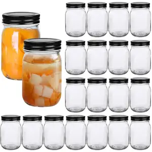 12oz 360ml Clear Wide Mouth Storage Glass Mason Jars With Metal Lid for Caviar Herb Jam Honey
