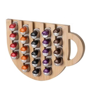 Soporte de pared para cápsulas de café de bambú ecológico con estante de almacenamiento que ahorra espacio - Product Image 2