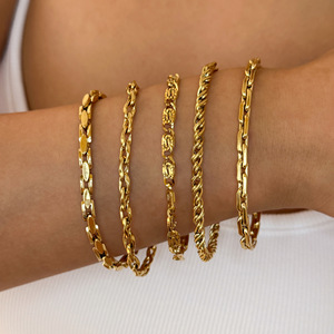Bracelets chaîne vintage tendance en acier inoxydable 316L plaqué or 18 carats, bijoux <span class=keywords><strong>de</strong></span> mode étanches, Pulsera Mujer, Bijoux Femme - Product Image 3