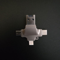 Boîtiers en alliage de zinc métallique, lecteurs de cartes mémoire TF, adaptateurs OTG 4 en 1 avec connecteurs Micro USB 8 broches et Type C