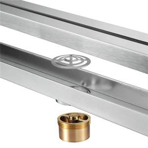 Sifone a pavimento lineare sottile in acciaio inox da 600 mm, spazzolato, anti-odore, con sigillo idraulico, scarico rapido, per hotel, bagno, balcone, moderno <span class=keywords><strong>e</strong></span> minimalista - Product Image 4