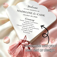Éventails personnalisés pour programme de mariage avec pompon |   Thème Coquillage et Floral, Cadeaux de Mariage et Décoration de Table