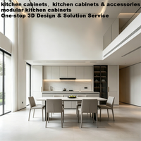 Ensembles complets de meubles de cuisine modernes et minimalistes en contreplaqué E0, à fermeture amortie, étanches, pour projets d'appartements et aménagements intérieurs