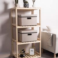 Boîte de rangement en coton et lin avec couvercle, pliable, organisateur de bureau pour jouets et vêtements, boîte de rangement pour armoire