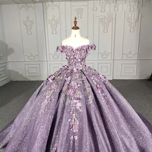 Jancember DY1115 Elegant Purple Glitter Party Evening Dresses For Women