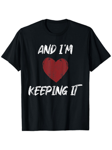 Divertente maglietta per San Valentino, camicia casual in cotone bianco, vestibilità ampia, con motivo a cuore - Product Image 1