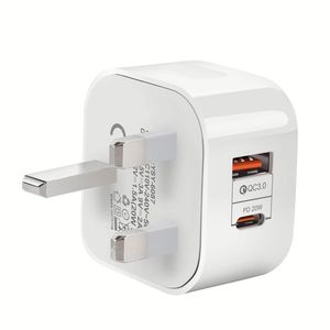 PD 20W Quick Charge White <b>Usb</b> <b>Plug</b> 3 Pin Fast Charging Uk <b>Plug</b> Charger Type C <b>Plug</b> Ios Charger for ALL Phones - Product Image 1